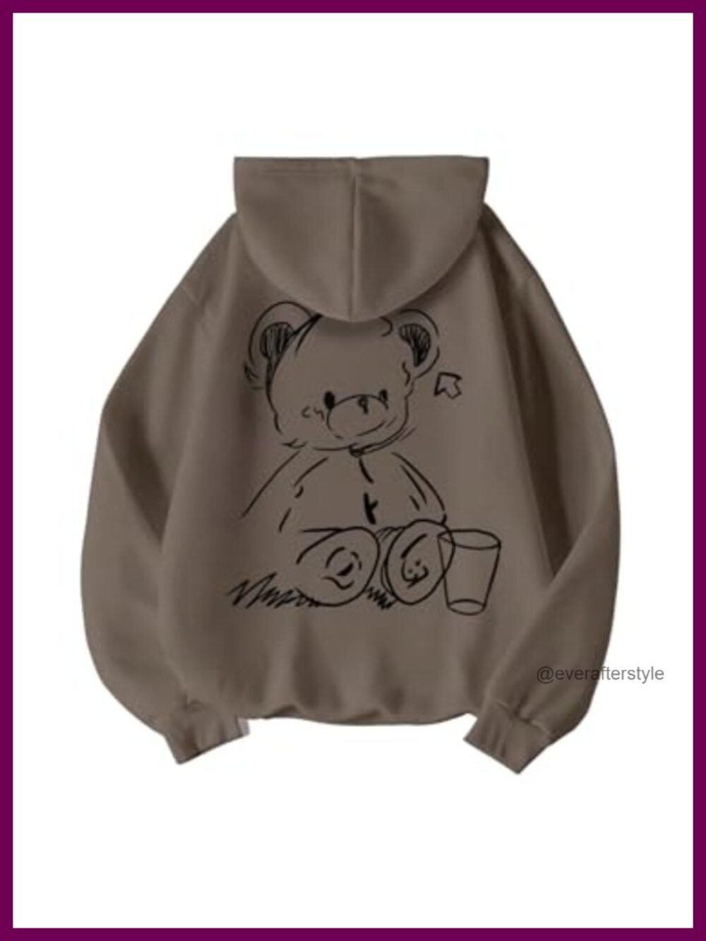 SweatyRocks Oversized Bear Graphic Pullover Hoodie Fall Sweatshirt